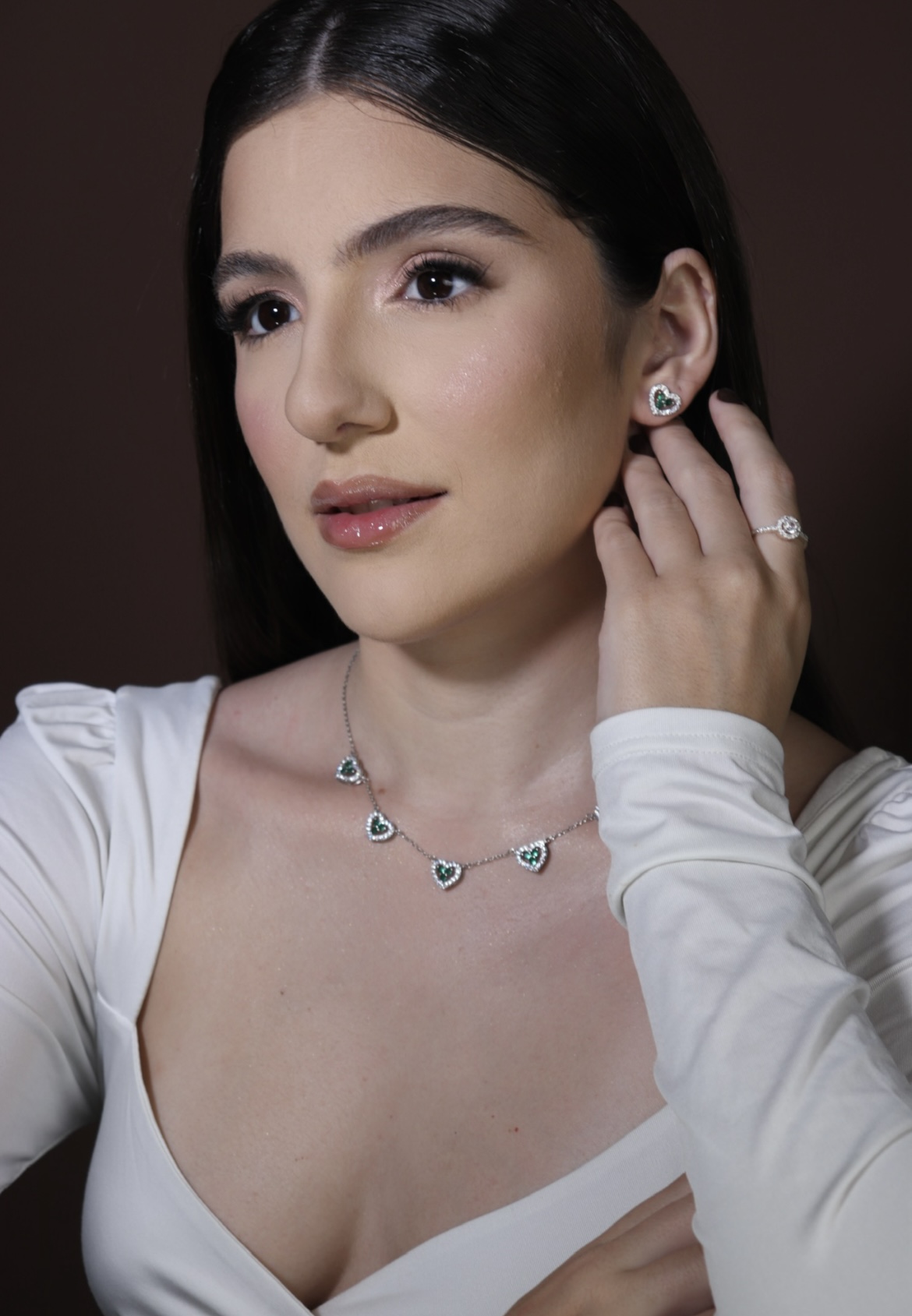 Imagem 2 do produto Choker Coração Verde + Brincos