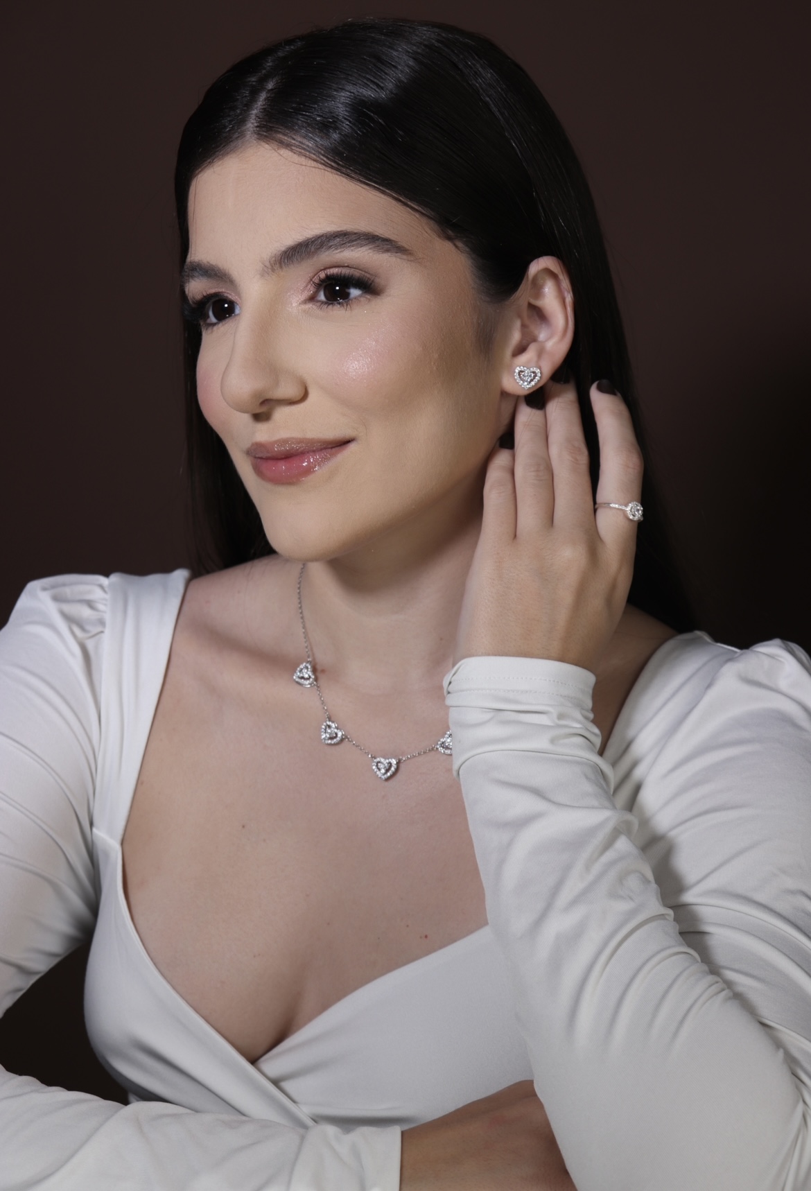 Imagem 2 do produto Choker Coração Prata + Brincos